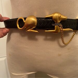 Dog Shape Belt Buckle Gold Tone w/belt